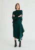 Draped Knitted Skirt in Dark Green Front
