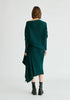 Draped Knitted Skirt in Dark Green Back