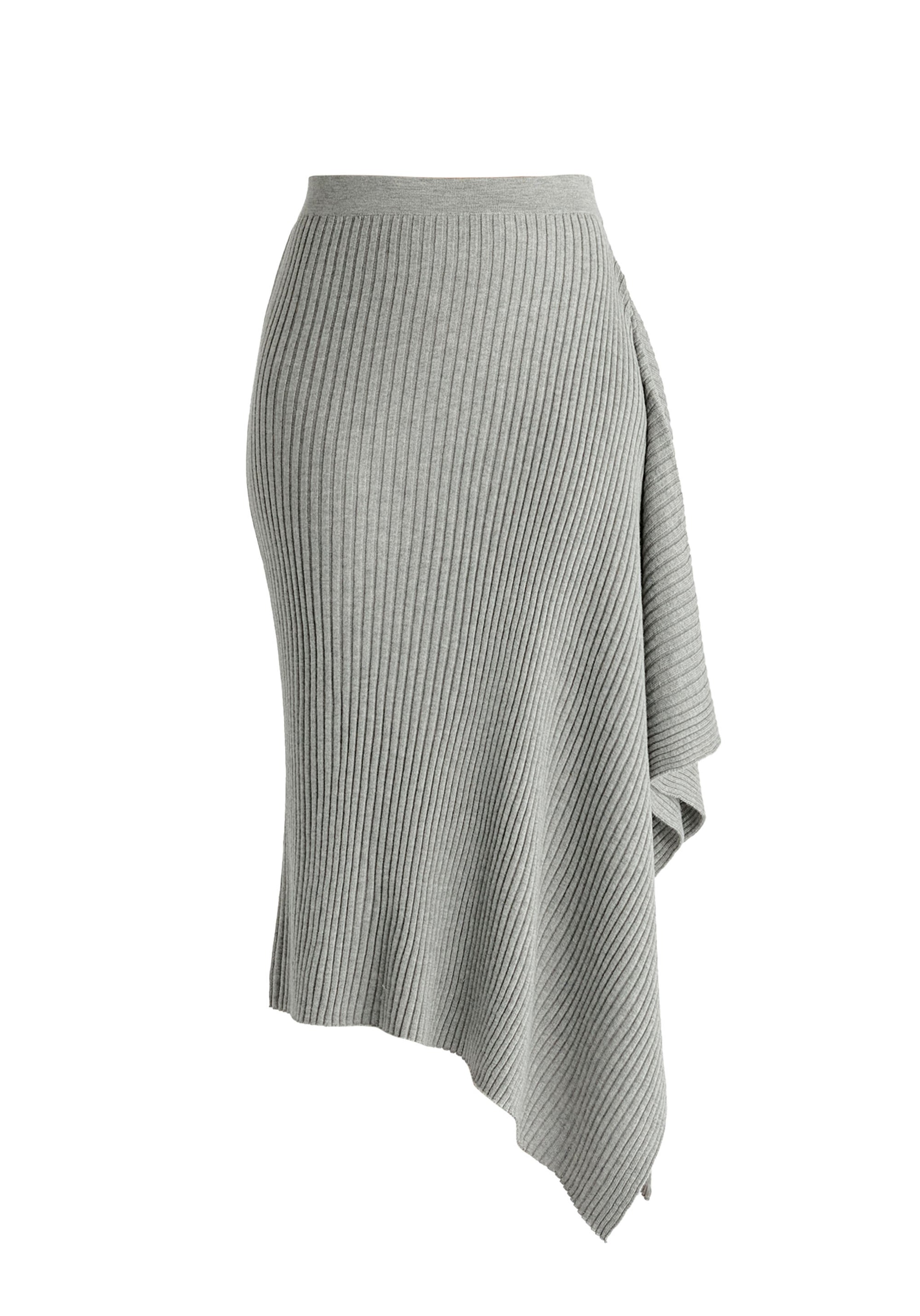 Draped Knitted Skirt in Grey Cutout