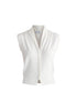 Draped Collar Knit Waistcoat in White Cutout