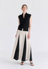 Draped Collar Knit Waistcoat in Black Front