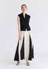Draped Collar Knit Waistcoat in Black Front