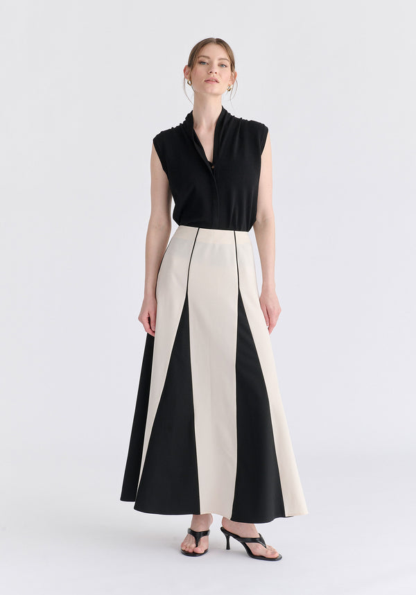 Draped Collar Knit Waistcoat in Black Front