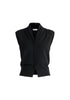 Draped Collar Knit Waistcoat in Black Cutout