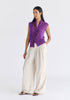 Draped Collar Knit Waistcoat in Purple Side