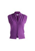 Draped Collar Knit Waistcoat in Purple Cutout