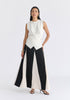 Crew Neck Wrap Front Knit Top in White Front