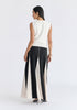 Crew Neck Wrap Front Knit Top in White Back