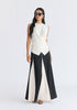 Crew Neck Wrap Front Knit Top in White Front