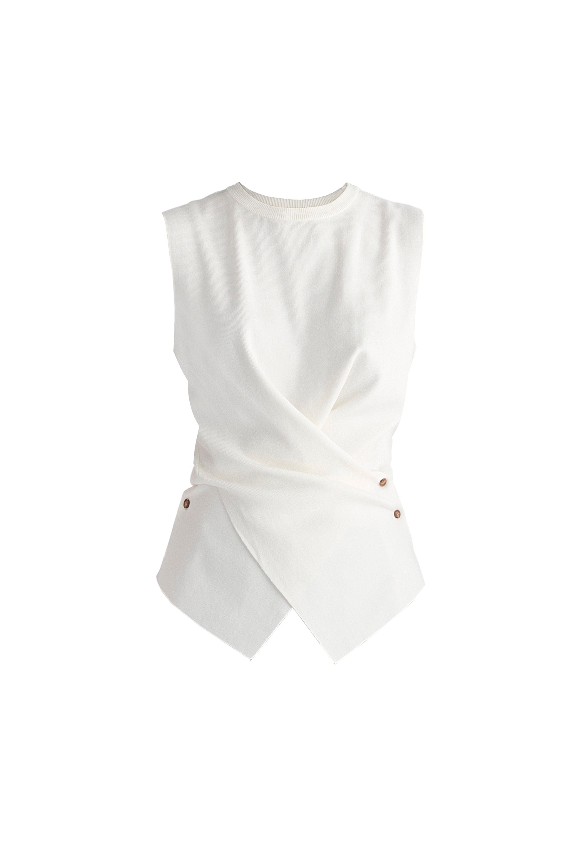 Crew Neck Wrap Front Knit Top