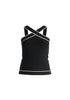Contrast Detail Crisscross Halterneck Knit Top in Black Cutout