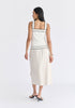 Contrast Detail Crisscross Halterneck Knit Top in White Back