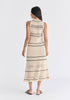 Contrast Detail Pointelle Knitted Dress in Beige Back