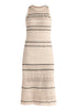 Contrast Detail Pointelle Knitted Dress in Beige Cutout