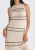 Contrast Detail Pointelle Knitted Dress in Beige Closeup