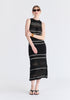 Contrast Detail Pointelle Knitted Dress in Black Front