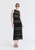 Contrast Detail Pointelle Knitted Dress in Black Front