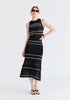 Contrast Detail Pointelle Knitted Dress in Black Front