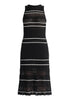 Contrast Detail Pointelle Knitted Dress in Black Cutout