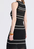 Contrast Detail Pointelle Knitted Dress in Black Closeup