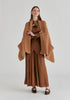 Ribbed Scarf Wrap with Front Pockets in Camel Front