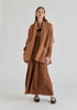 Ribbed Scarf Wrap with Front Pockets in Camel Front