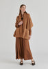 Ribbed Scarf Wrap with Front Pockets in Camel Front