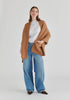 Ribbed Scarf Wrap with Front Pockets in Camel Front