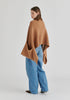 Ribbed Scarf Wrap with Front Pockets in Camel Back