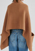 Ribbed Scarf Wrap with Front Pockets in Camel Closeup