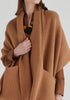 Ribbed Scarf Wrap with Front Pockets in Camel Closeup