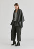 Ribbed Scarf Wrap with Front Pockets in Dark Grey Side