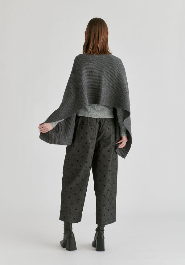 Ribbed Scarf Wrap with Front Pockets in Dark Grey Back
