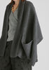 Ribbed Scarf Wrap with Front Pockets in Dark Grey Closeup