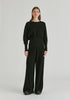 Ribbed Batwing Sleeve Knit Top with Fitted Waist
