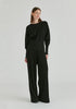 Ribbed Batwing Sleeve Knit Top with Fitted Waist