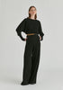 Ribbed Batwing Sleeve Knit Top with Fitted Waist