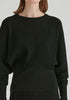 Ribbed Batwing Sleeve Knit Top with Fitted Waist