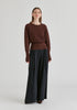 Ribbed Batwing Sleeve Knit Top with Fitted Waist