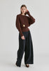 Ribbed Batwing Sleeve Knit Top with Fitted Waist