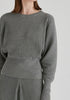 Ribbed Batwing Sleeve Knit Top with Fitted Waist