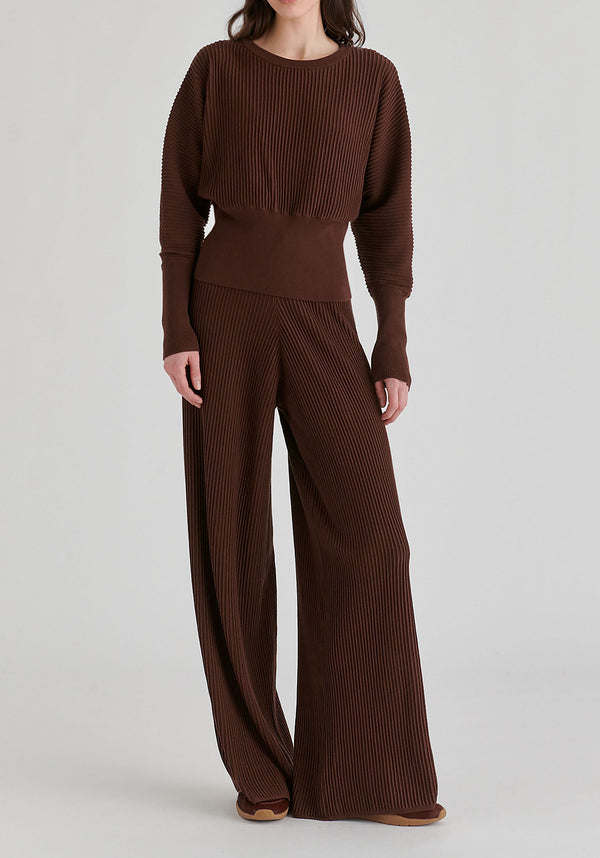 Ribbed Trousers with Wide Waistband