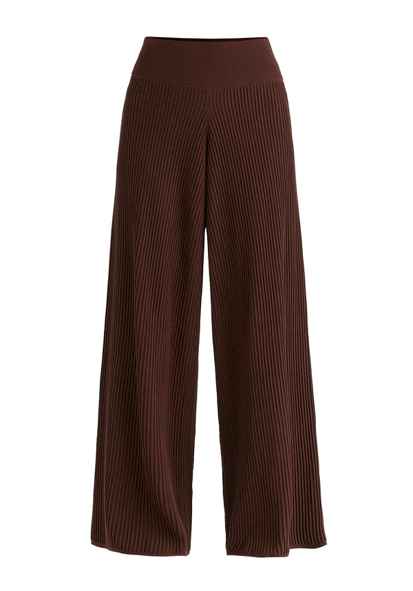 Ribbed Trousers with Wide Waistband