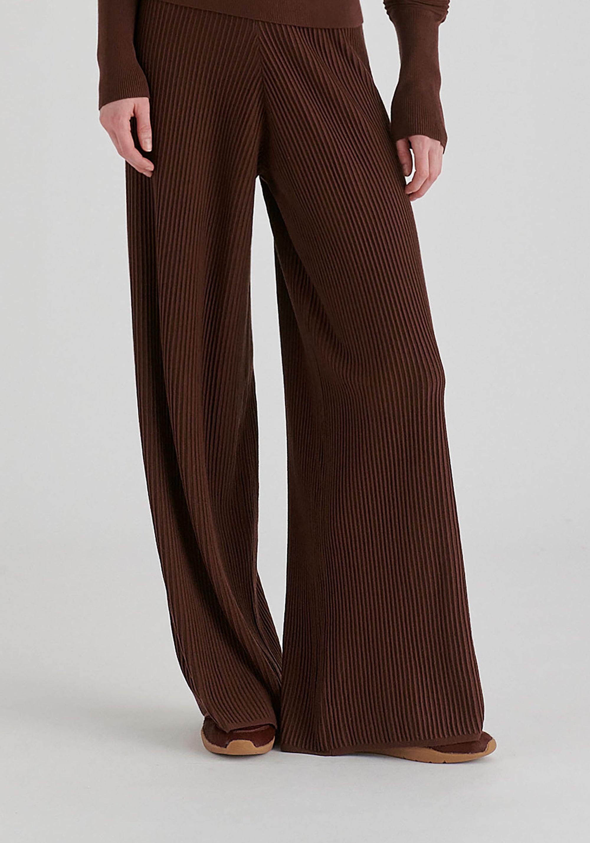 Ribbed Trousers with Wide Waistband