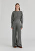 Ribbed Trousers with Wide Waistband