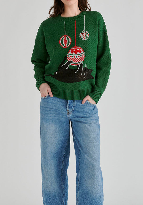 Christmas Jumper with Cat and Baubles