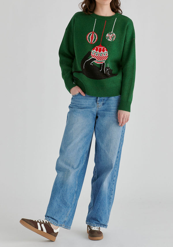 Christmas Jumper with Cat and Baubles