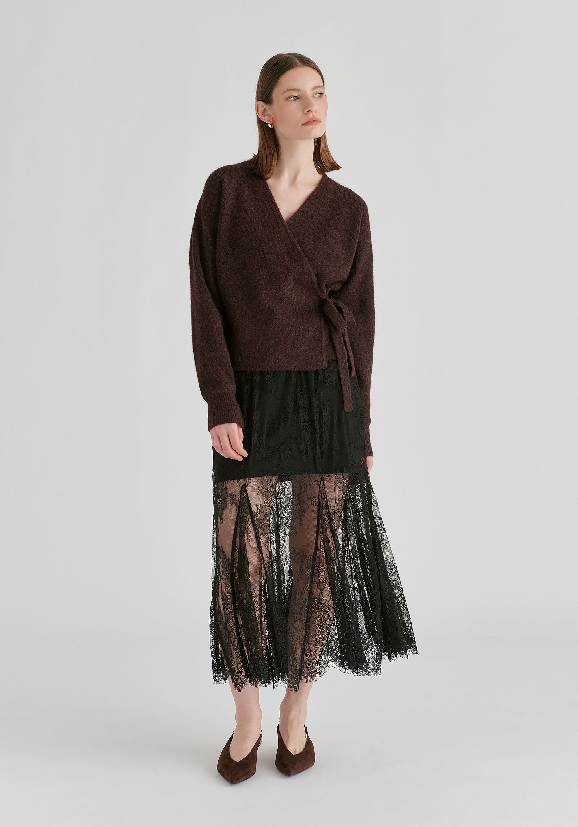 Fuzzy Knit Wrap Jumper