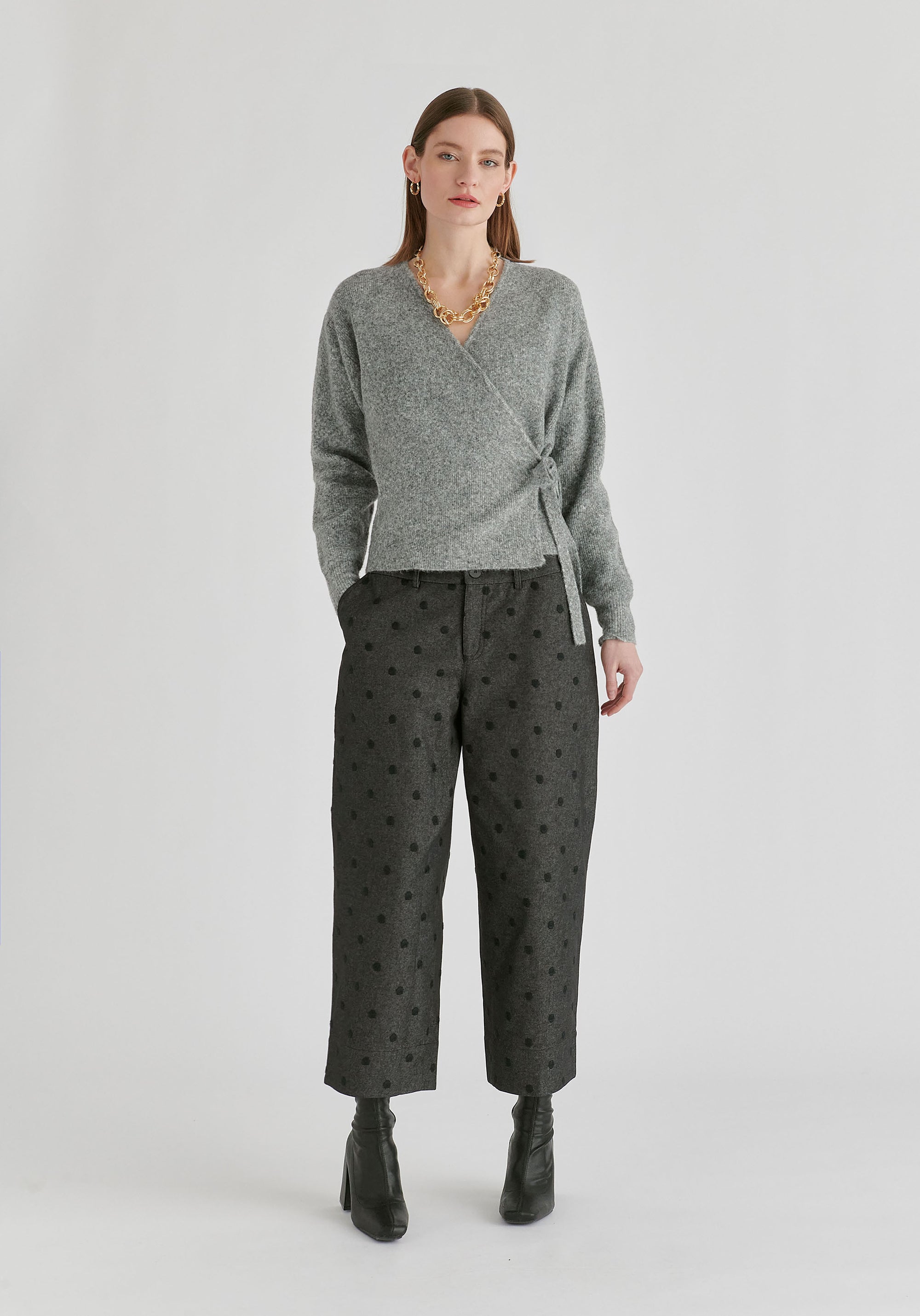 Fuzzy Knit Wrap Jumper