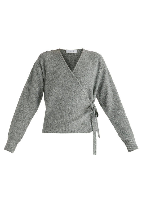 Fuzzy Knit Wrap Jumper